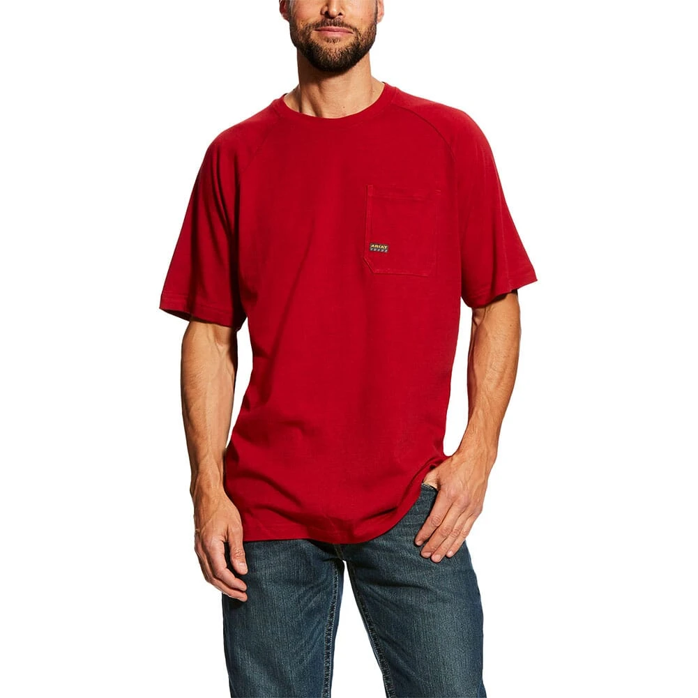 Ariat Men's Rebar Cottonstrong SS Crew - Rio Red 3 Ariat Men's Rebar Cottonstrong SS Crew - Rio Red