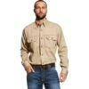 Ariat Men's FR Solid Vent Work Shirt - Khaki -Shoes Sale Store AR10025402