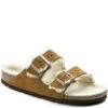 Birkenstock Women's Arizona Shearling Sandals - Mink/Natural -Shoes Sale Store BK1001135