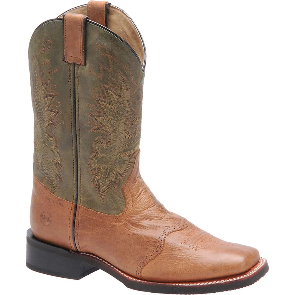 Double H Men's Natural Leather Roper - Cognac/Olive 3 Double H Men's Natural Leather Roper - Cognac/Olive