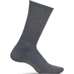 Feetures Men's Casual Rib Cushion Crew Socks - Gray