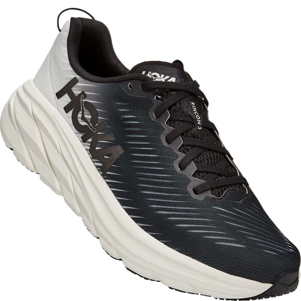 Hoka One One Men's Rincon 3 Running Shoes - Black/White 7 Hoka One One Men's Rincon 3 Running Shoes - Black/White - Image 5