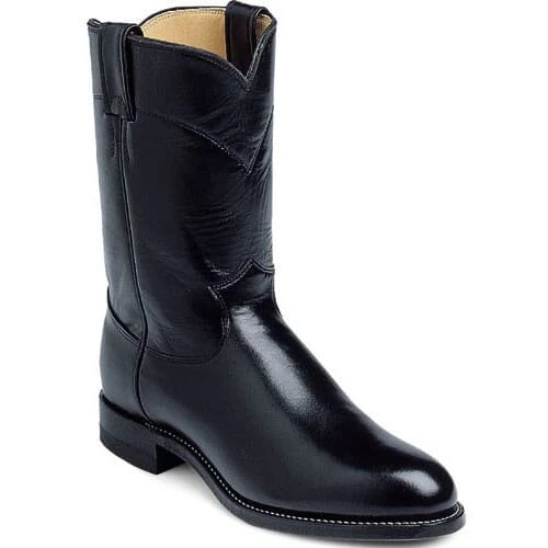 Men's Kipskin Western Justin Ropers - Black 3 Men's Kipskin Western Justin Ropers - Black