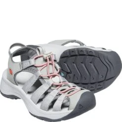 KEEN Women's Astoria West Sandals - Grey/Coral -Shoes Sale Store KE1023589 2