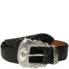 Lucchese Men's Caiman Leather Western Belt - Black -Shoes Sale Store LCW9401