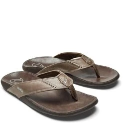 OluKai Men's NUI Flip Flops - Mustang/Espresso -Shoes Sale Store OK10239 135H 3