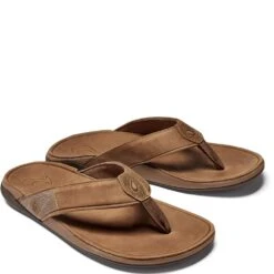 OluKai Men's Tuahine Flip Flops - Toffee -Shoes Sale Store OK10465 3333 4