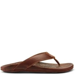 OluKai Olukia Men's Mekila Leather Beach Flip Flops - Natural -Shoes Sale Store OK10488 8787 1