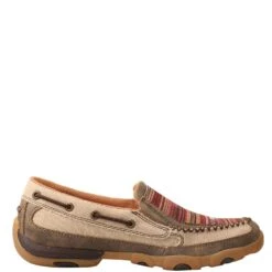Twisted X Women's Driving Moc Slip Ons - Khaki/Multi -Shoes Sale Store TXWDMS013 2